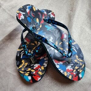 Vera Bradley Flip Flops COLORFUL womens Medium Size 7/8 Splash Floral